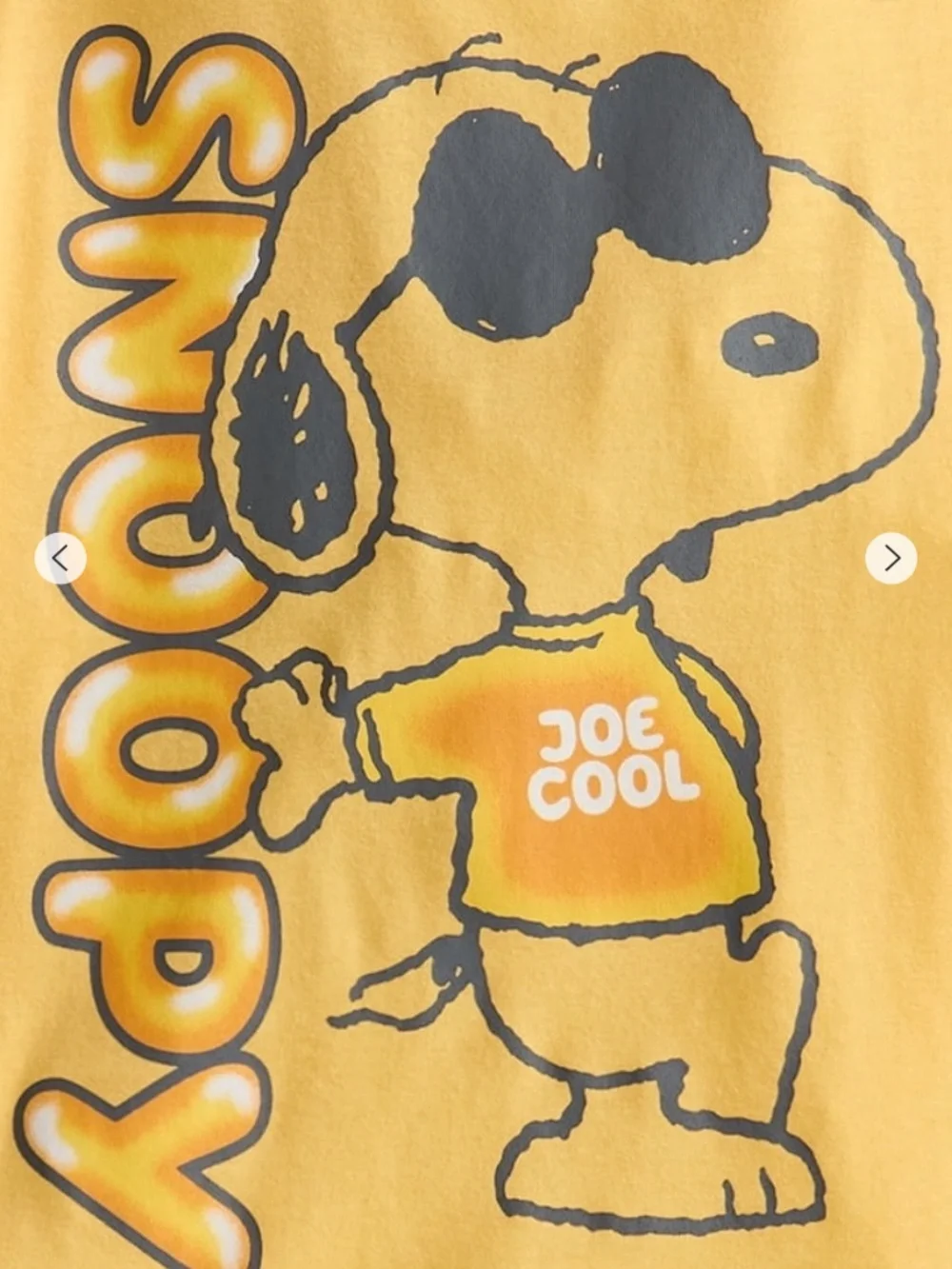 Peanuts Snoopy Toddler Unisex Yellow Dijon Short Sleeve Graphic Tee Shirt Size 5
